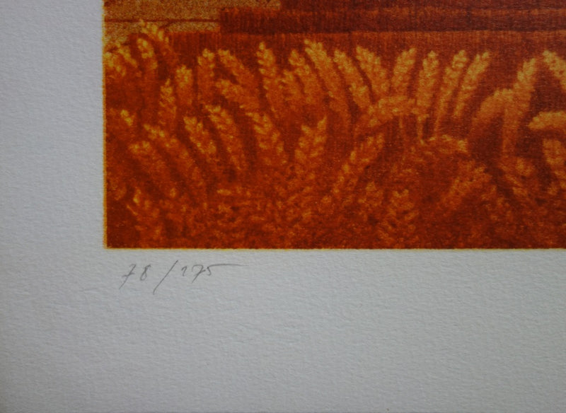 Michel DUBRE : Opéra de Paris au champ de blés - Lithographie (détail)