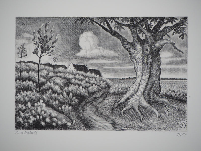 Pierre DUBREUIL : Chemin de campagne - Gravure