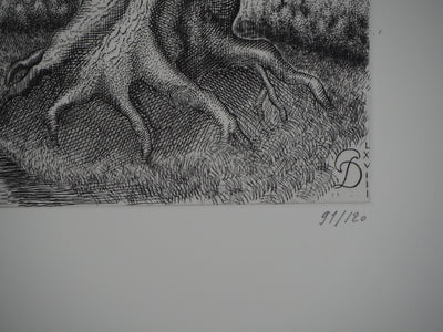 Pierre DUBREUIL : Chemin de campagne - Gravure (détail)