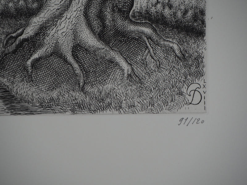 Pierre DUBREUIL : Chemin de campagne - Gravure (détail)
