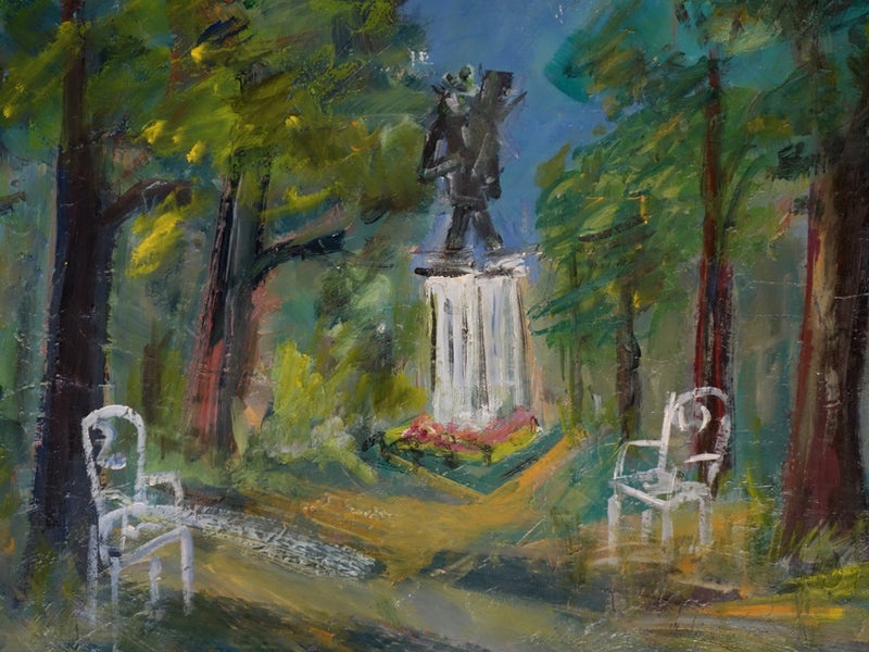 Roland DUBUC : Auvers sur Oise : le Square Van Gogh - Tableau (détail)