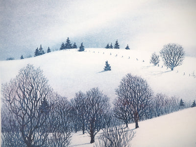 Darrell DUCHENE : Vallée enneigée, 1981 - Gravure (détail)