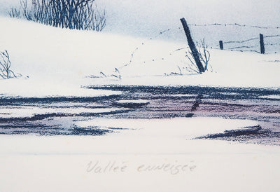 Darrell DUCHENE : Vallée enneigée, 1981 - Gravure (détail)