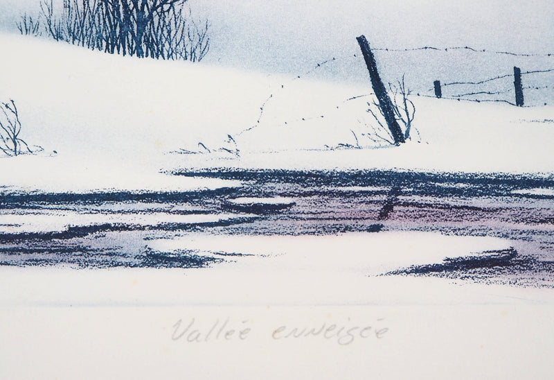 Darrell DUCHENE : Vallée enneigée, 1981 - Gravure (détail)
