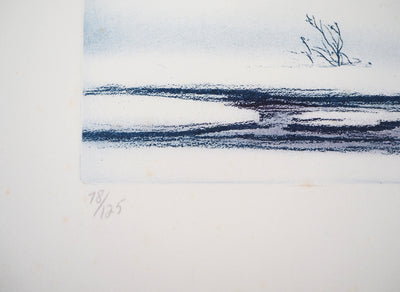 Darrell DUCHENE : Vallée enneigée, 1981 - Gravure (détail)