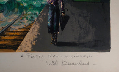 Noel DUMOLARD : Surréalisme : la gare envahie par les flots - Lithographie (détail)