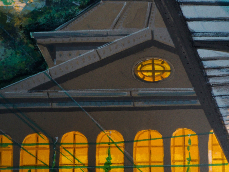 Noel DUMOLARD : Surréalisme : la gare envahie par les flots - Lithographie (détail)