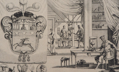 Jean DUPLESSIS-BERTAUX : L'imprimerie - Gravure (détail)