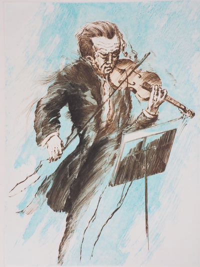 Jean DUPUIS : Concerto au violon - Lithographie (détail)