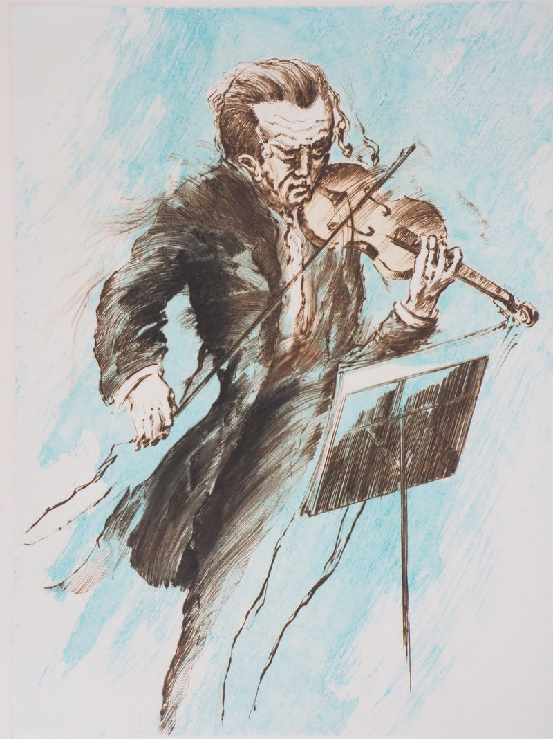 Jean DUPUIS : Concerto au violon - Lithographie (détail)