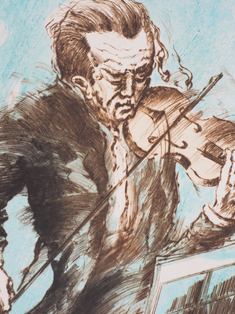 Jean DUPUIS : Concerto au violon - Lithographie (détail)