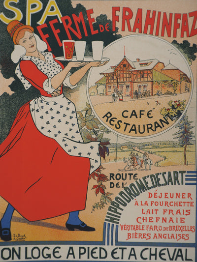Edouard DUYCK : Serveuse ramenant la bière belge - Affiche