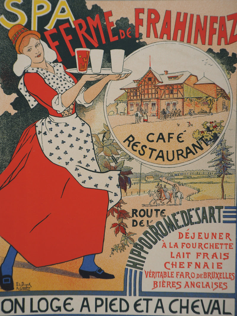 Edouard DUYCK : Serveuse ramenant la bière belge - Affiche