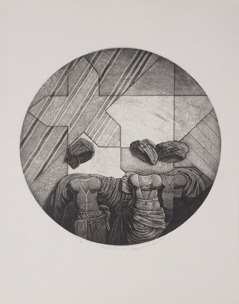 Awad EL SHIMY : Odalisque n°34 - Gravure (détail)