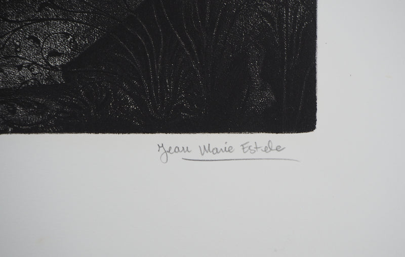 Jean-Marie ESTEBE : La vielle pompe - Gravure (détail)