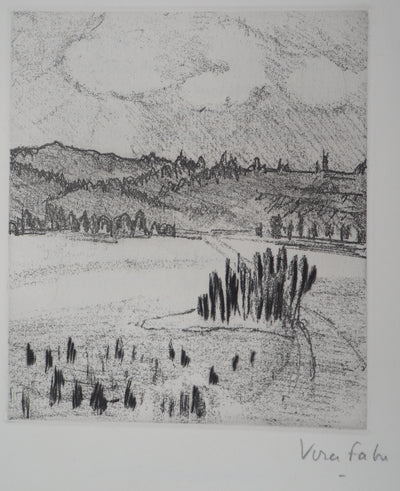 Véra FABRE : La plaine - Gravure