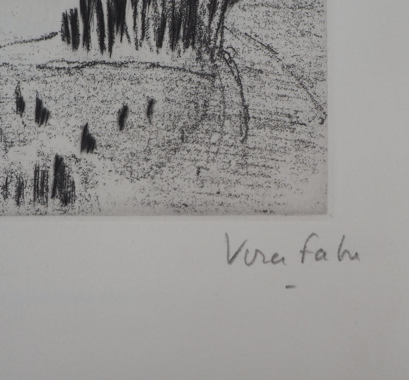 Véra FABRE : La plaine - Gravure (détail)