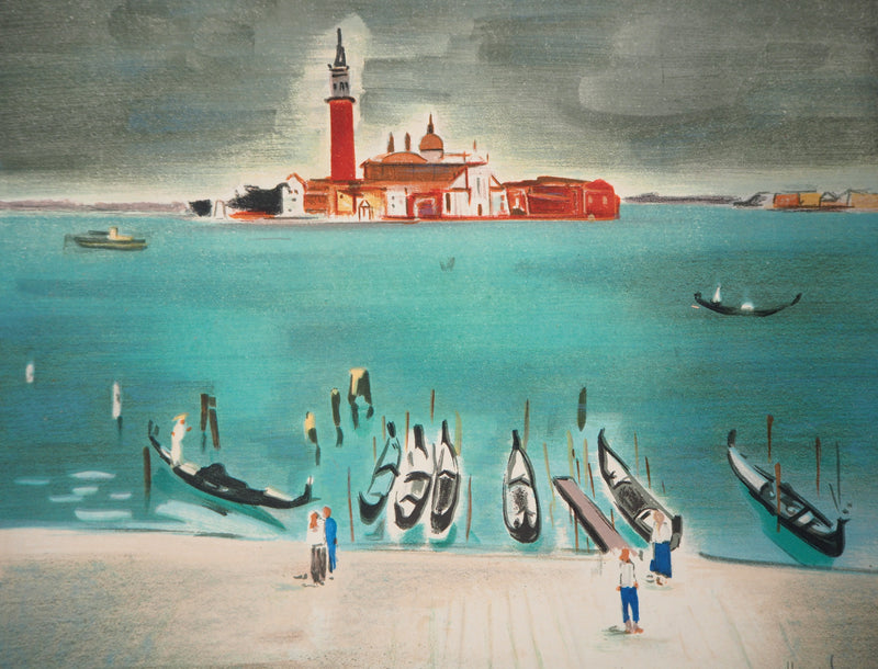 Arthur FAGES : Venise : San Giorgio Maggiore, 1956 - Lithographie (détail)