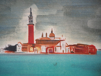 Arthur FAGES : Venise : San Giorgio Maggiore, 1956 - Lithographie (détail)