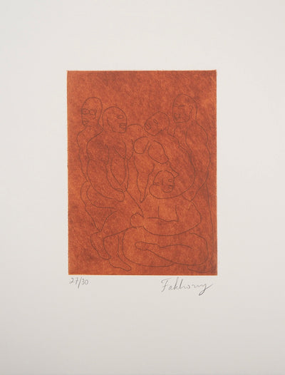  FAKHOURY : Réunion amicale - Gravure (détail)