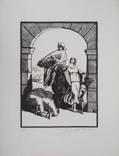 Gabrielle FAURE : Les Campagnardes - 1929 - Gravure sur bois
