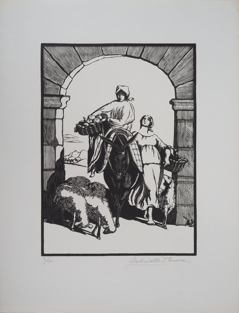 Gabrielle FAURE : Les Campagnardes - 1929 - Gravure sur bois
