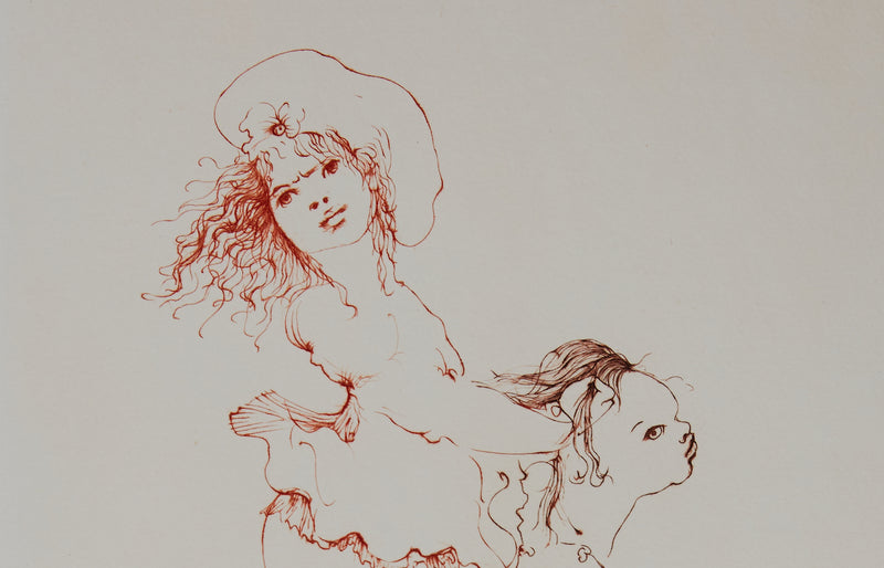 Leonor FINI : A califourchon - Gravure (détail)