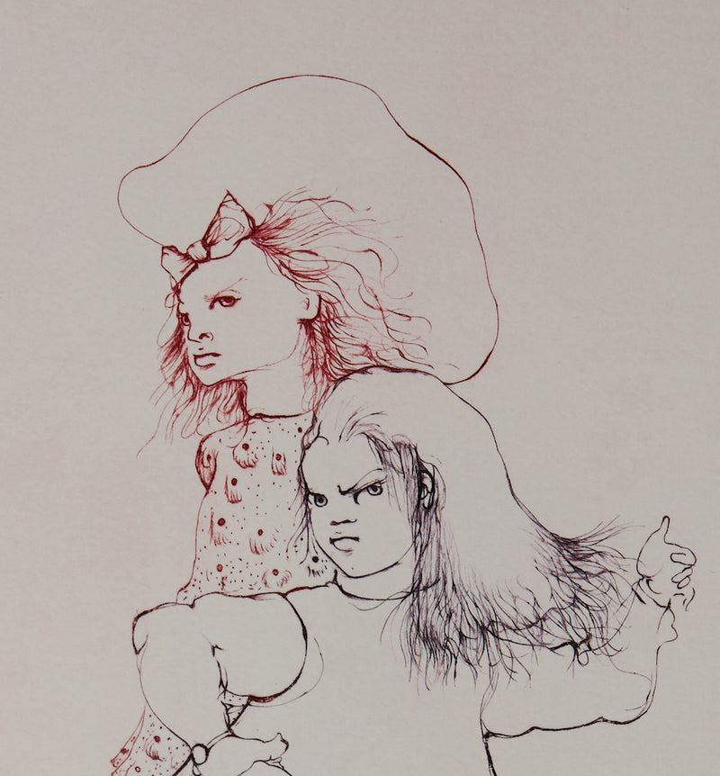 Leonor FINI : Fillette contrariée - Gravure (détail)