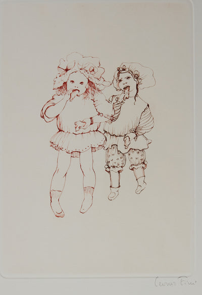 Leonor FINI : Les gourmandes - Gravure (détail)