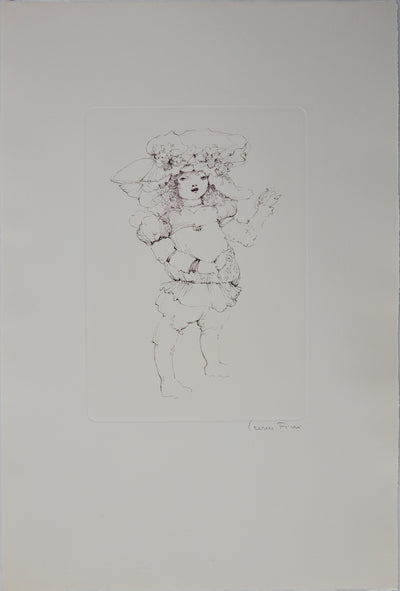 Leonor FINI : Jeune fille au chapeau - Gravure (détail)