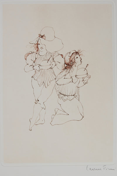 Leonor FINI : Oh la méchante! - Gravure (détail)