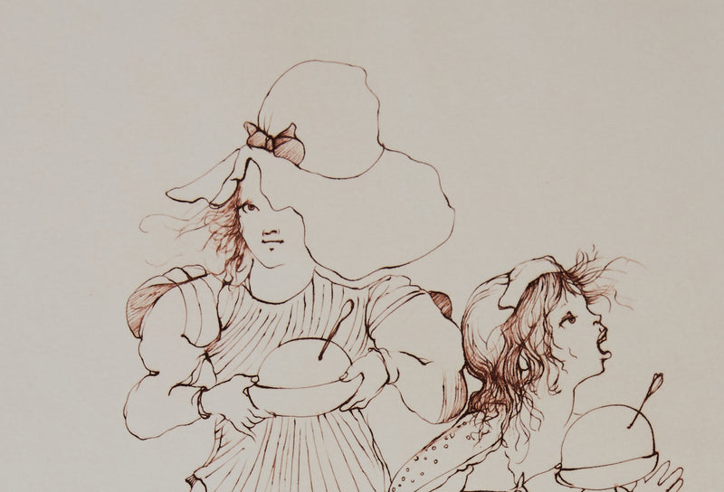 Leonor FINI : Oh la méchante! - Gravure (détail)