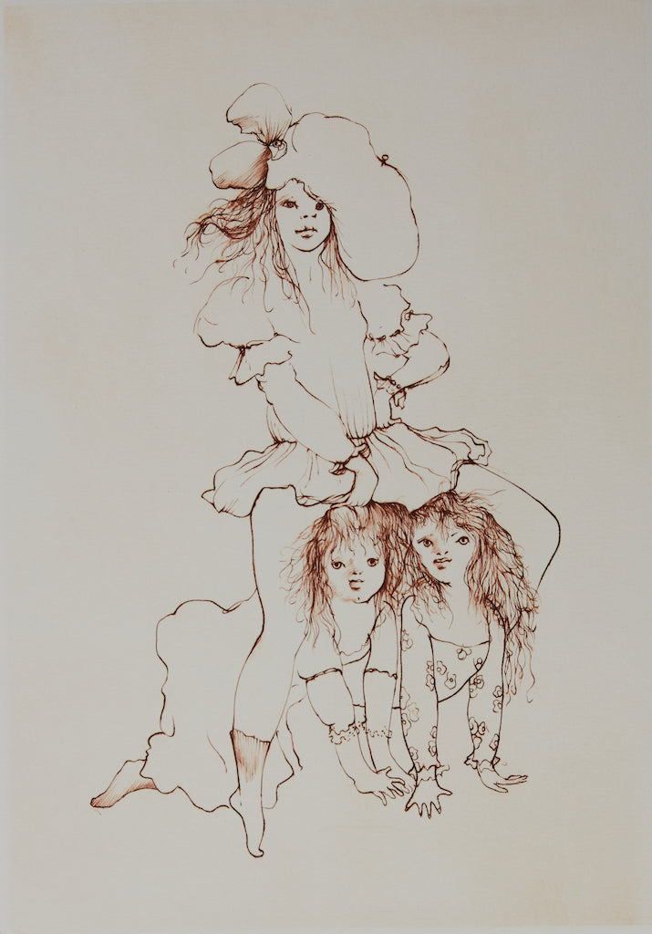 Leonor FINI : A saute-mouton - Gravure (détail)