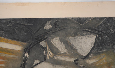 Marcel FIORINI : Femme assise - Gravure sur bois (détail)
