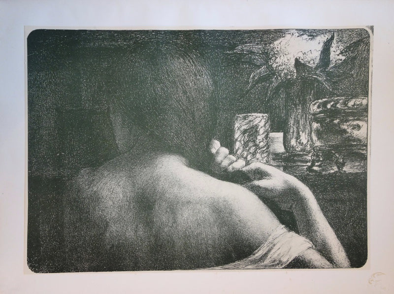 Jules FLANDRIN : La chevelure - Lithographie