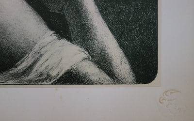 Jules FLANDRIN : La chevelure - Lithographie (détail)