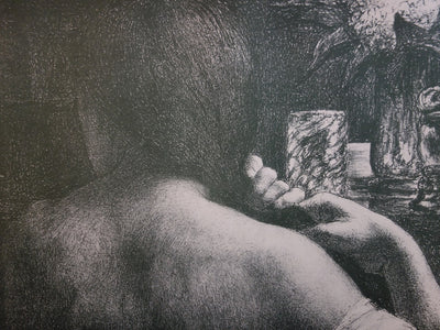 Jules FLANDRIN : La chevelure - Lithographie (détail)