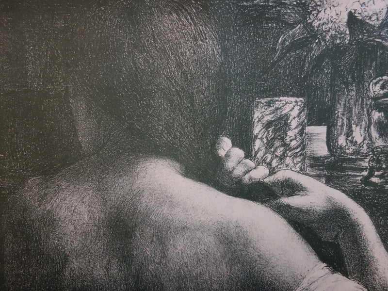 Jules FLANDRIN : La chevelure - Lithographie (détail)