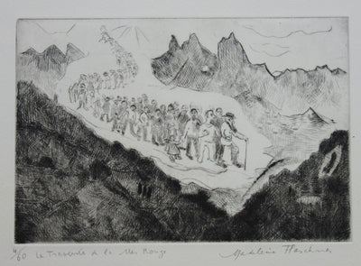 Madeleine FLASCHNER : La Traversée de la Mer Rouge - Gravure