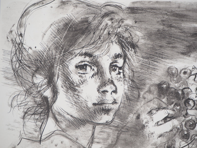 Lucien FONTANAROSA : Petite fille dans les vignes - Lithographie