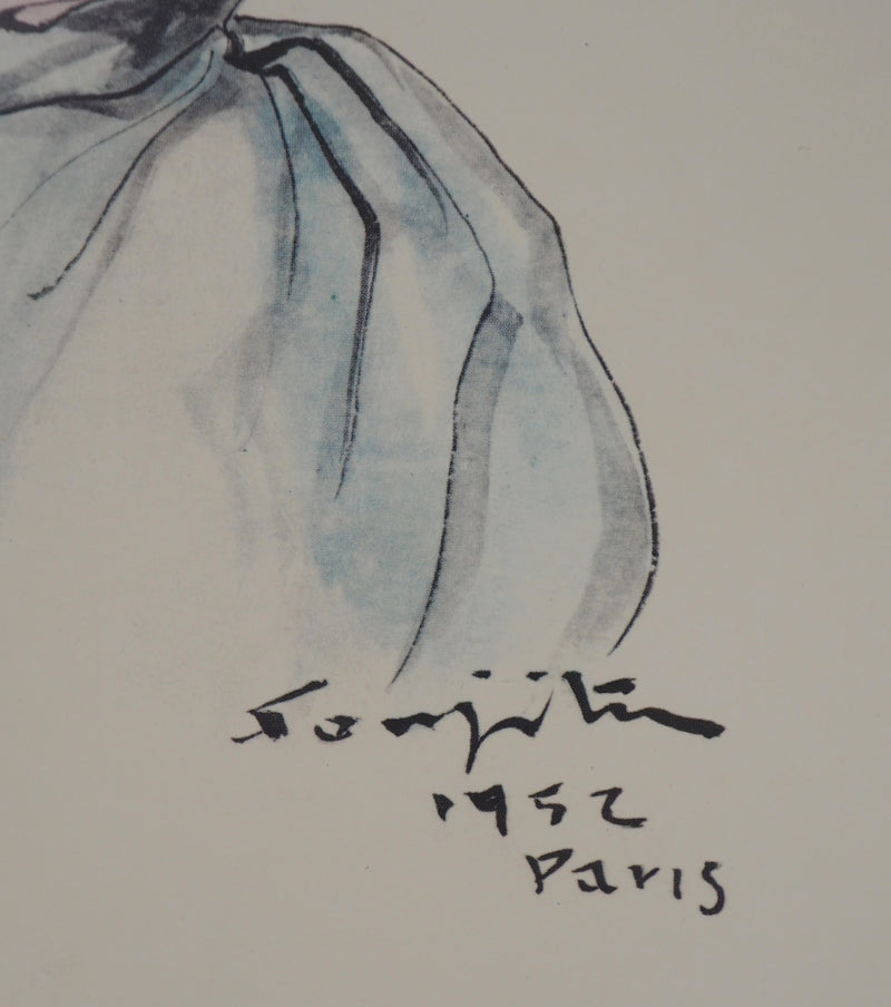 Léonard Tsuguharu FOUJITA : Fille à la robe, 1975 - Affiche