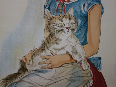 Léonard Tsuguharu FOUJITA : Jeune-fille avec un chat, 1956 - Affiche (détail)