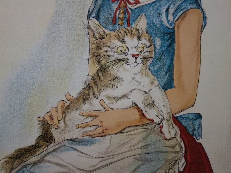 Léonard Tsuguharu FOUJITA : Jeune-fille avec un chat, 1956 - Affiche (détail)