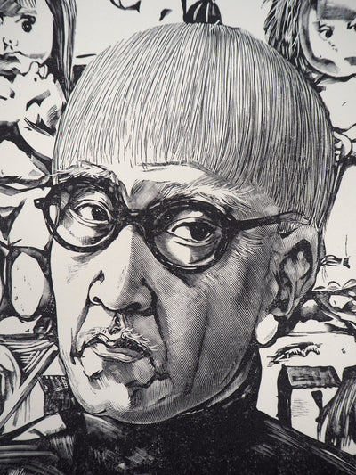 Léonard Tsuguharu FOUJITA : Autoportrait - Gravure sur bois