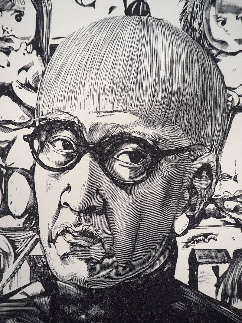 Léonard Tsuguharu FOUJITA : Autoportrait - Gravure sur bois
