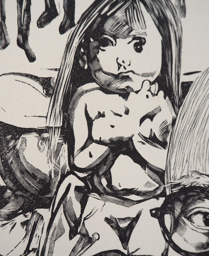 Léonard Tsuguharu FOUJITA : Autoportrait - Gravure sur bois (détail)