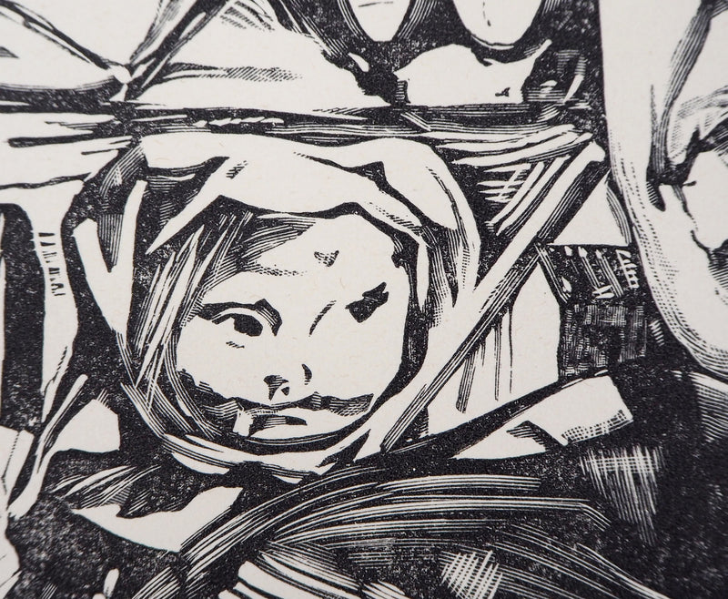 Léonard Tsuguharu FOUJITA : Autoportrait - Gravure sur bois (détail)