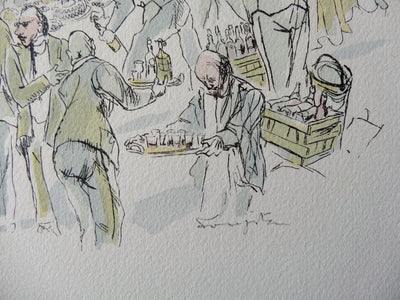 Léonard Tsuguharu FOUJITA : Garden Party, 1952 - Lithographie (détail)