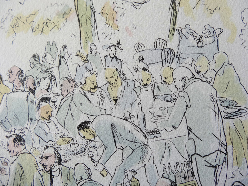 Léonard Tsuguharu FOUJITA : Garden Party, 1952 - Lithographie (détail)