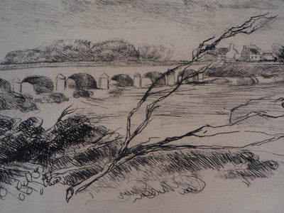 Luc FRANCOIS : Le pont de Nevers en hiver - Lithographie (détail)